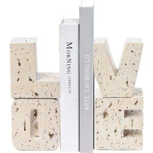 Love Bookends Decorative Resin Heavy Duty Book Holder Farmhouse Shelf Decor